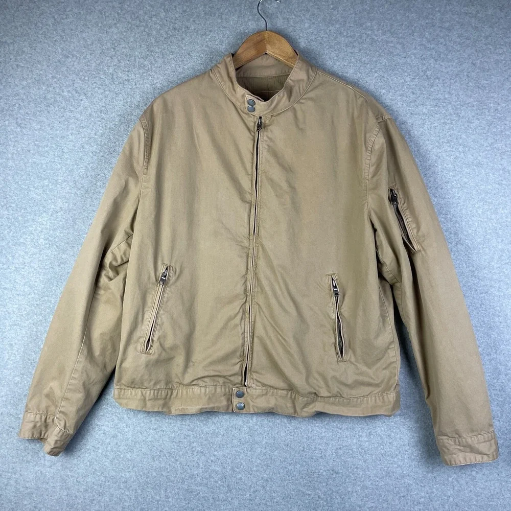 Banana Republic Jacket Mens XL Full Zip Bomber Garment Dye Lined Snap Collar
